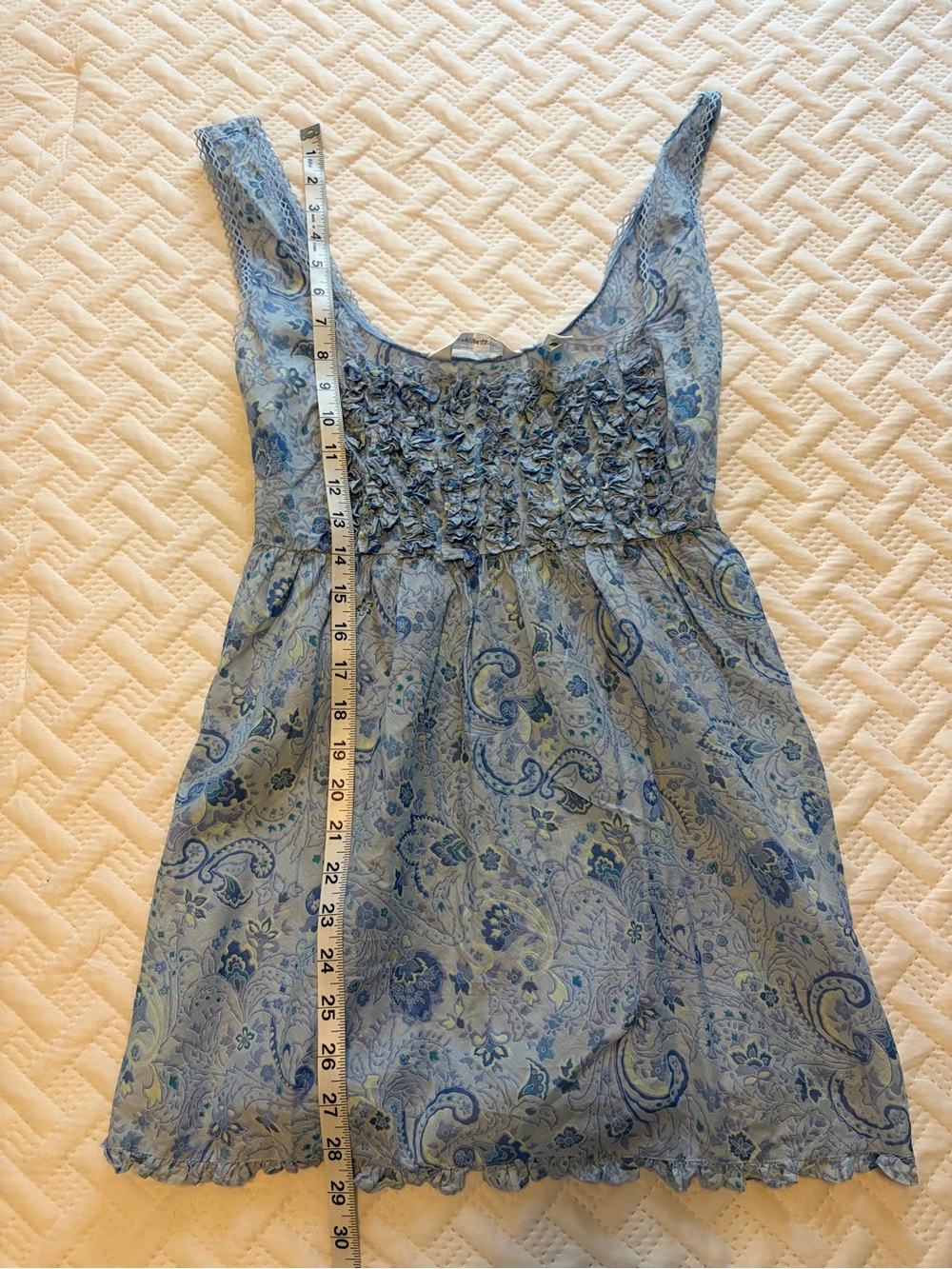 Vintage Victoria's Secret | Light Blue Paisley Babydoll Ruffle-Front Chemise - Picture 8 of 8